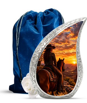 Cowboy Cremation Urn for Ashes, Western Horse Memorial Urn, Personalized Adult Urn