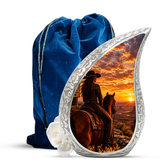 Cowboy Cremation Urn for Ashes, Western Horse Memorial Urn, Personalized Adult Urn