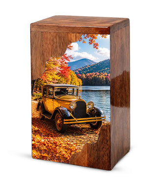 Classic Car Wooden Cremation Urn for Dad, Personalized Wooden Urn for Human Ashes