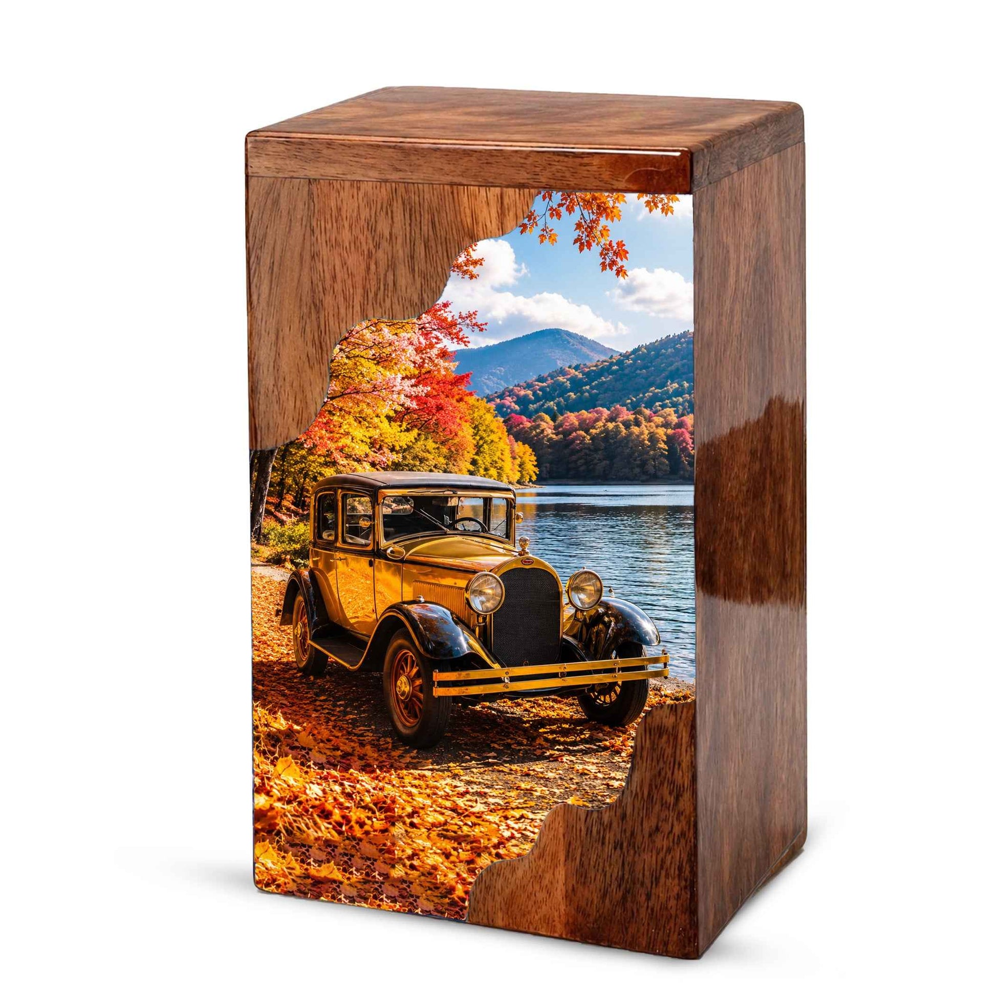 Classic Car Wooden Cremation Urn for Dad, Personalized Wooden Urn for Human Ashes