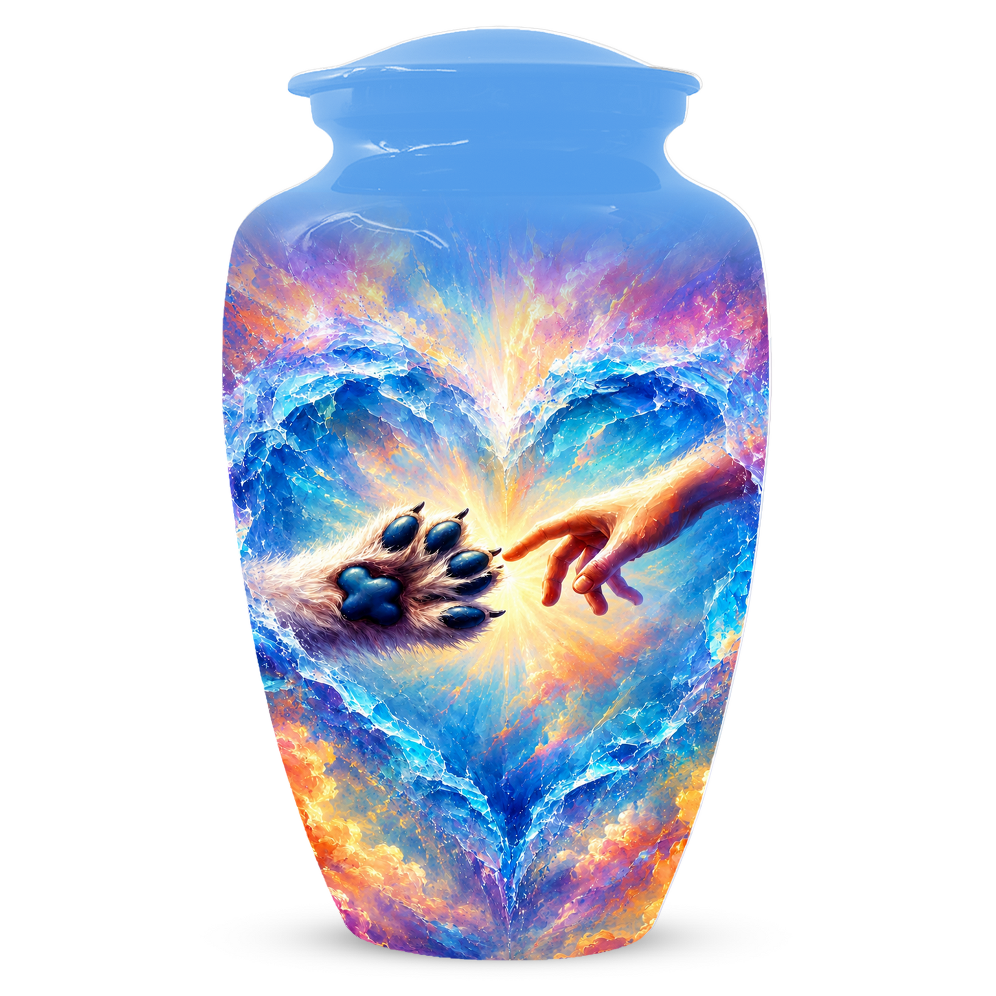Rainbow Bridge Paw Print Cremation Urn -Dog Memorial Keepsake Urns for Ashes