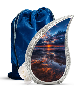 Ocean Sunset Urn for Human Ashes | Beach Cremation Urn, Ocean Wave Memorial Urn