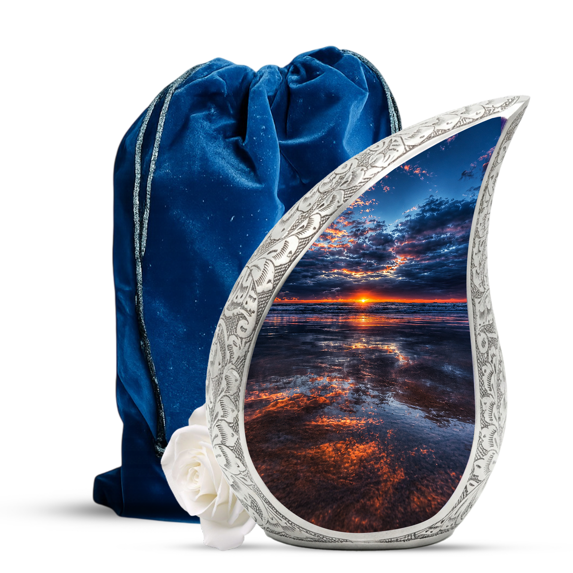 Ocean Sunset Urn for Human Ashes | Beach Cremation Urn, Ocean Wave Memorial Urn