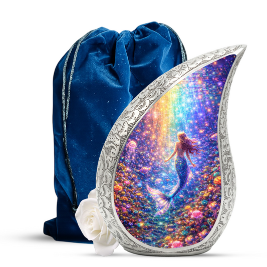 Mermaid Ocean Urn for Mom – Premium Mermaid Ocean Cremation Urn for Human Ashes