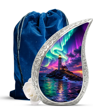 Ocean Lighthouse Cremation Urn for Human Ashes | Aurora Beach & Coastal Memorial Urn | Beautiful Ocean Urn for Mom, Dad, Women & Men