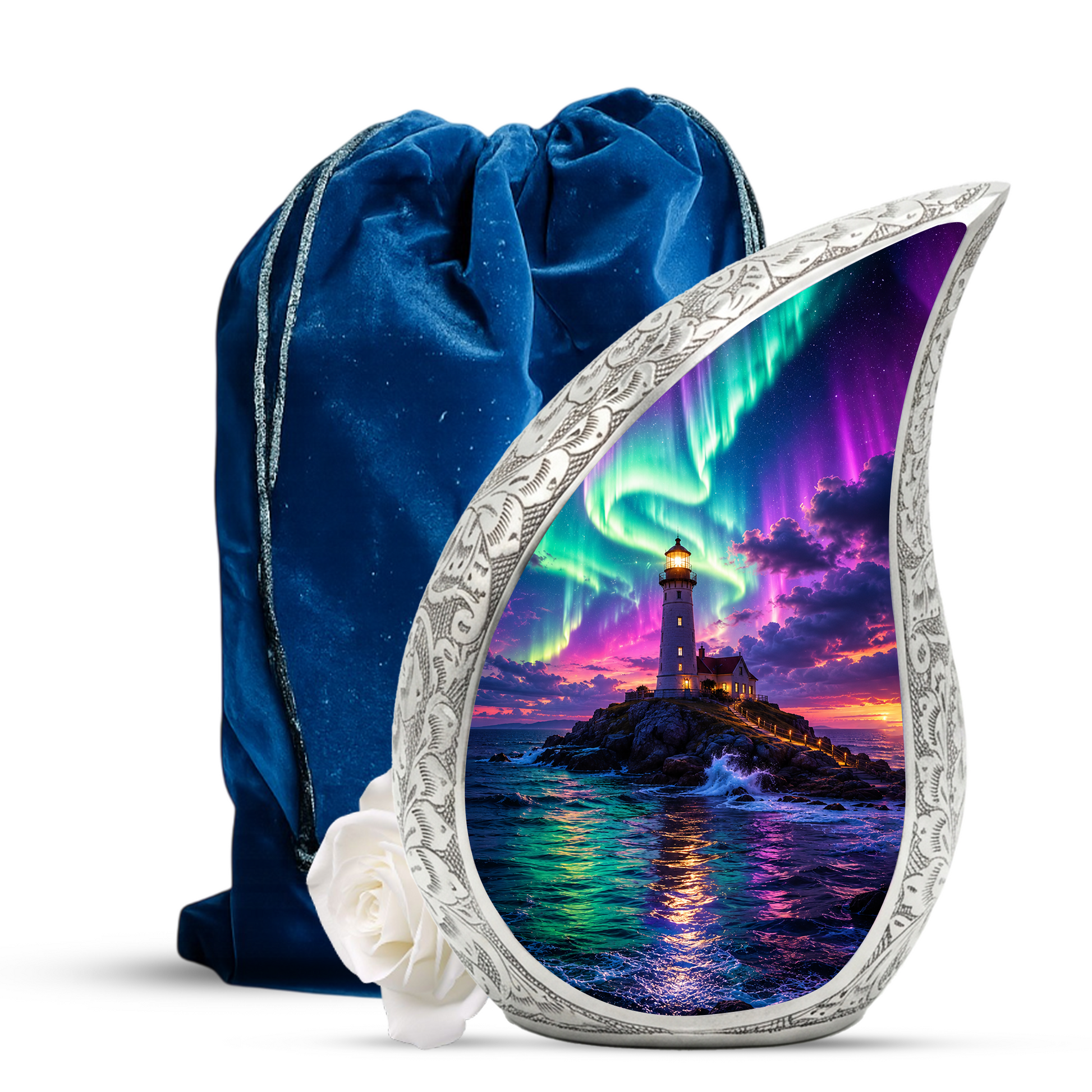 Ocean Lighthouse Cremation Urn for Human Ashes | Aurora Beach & Coastal Memorial Urn | Beautiful Ocean Urn for Mom, Dad, Women & Men