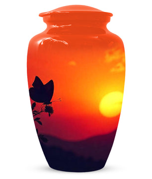 Butterfly Sunset Urn for Adult Ashes | Orange Sunset Butterfly Cremation Urn