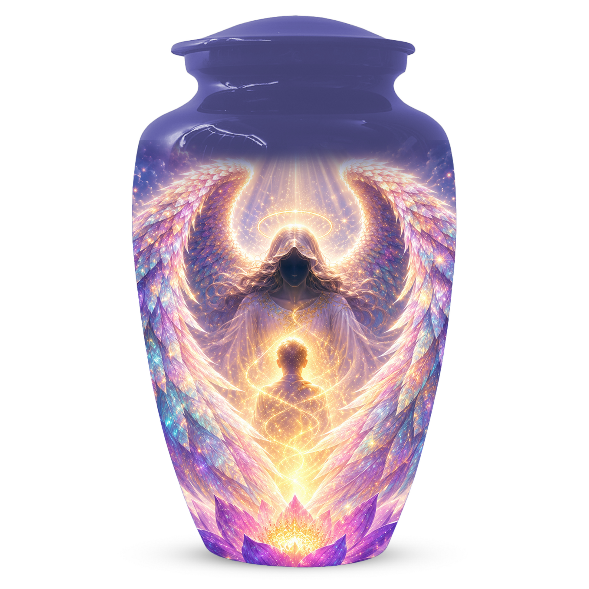 Guardian Angel Cremation Urn, Personalized Angel Memorial Urn for Human Ashes