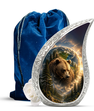 Bear Adult Urn for Ashes | Forest Wildlife Adult Cremation Urn for Human Ashes