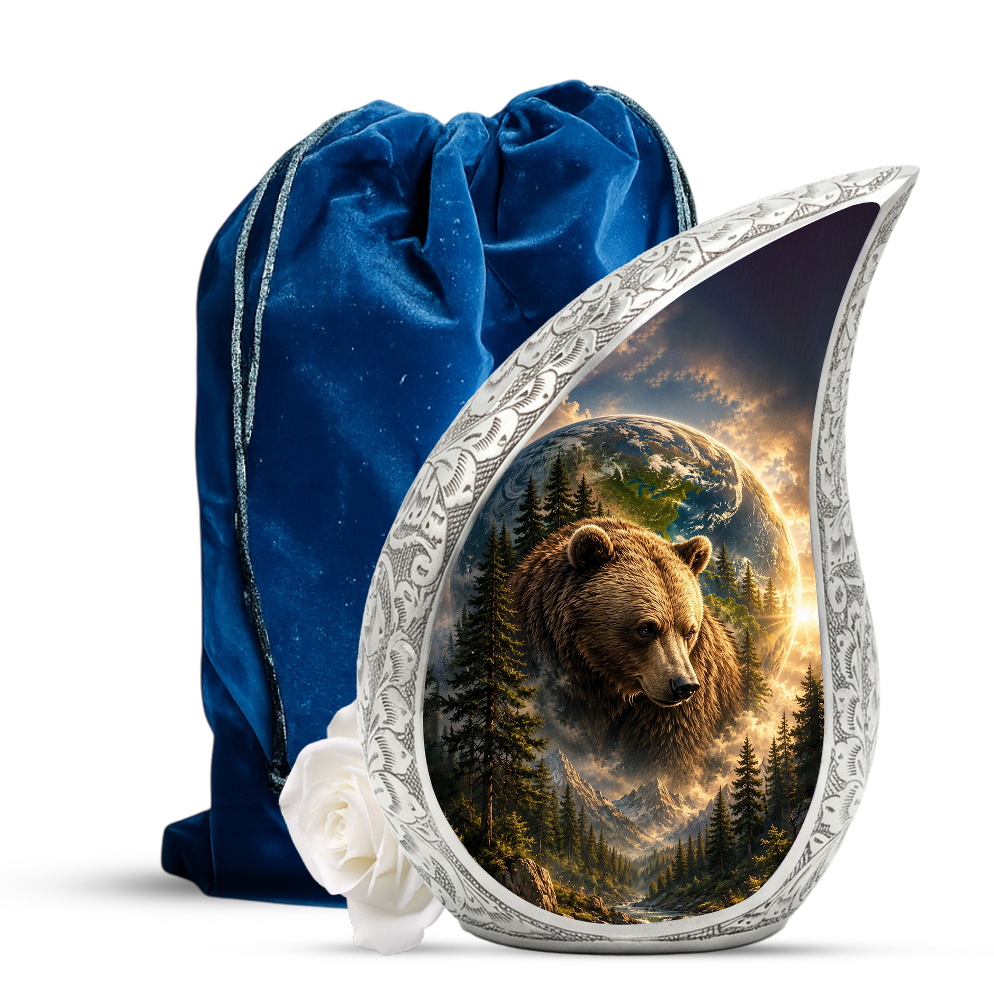 Bear Adult Urn for Ashes | Forest Wildlife Adult Cremation Urn for Human Ashes
