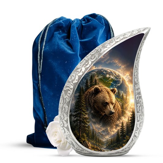 Bear Adult Urn for Ashes | Forest Wildlife Adult Cremation Urn for Human Ashes