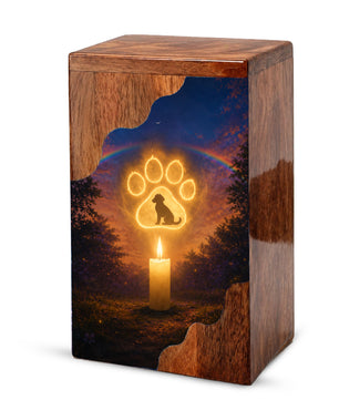 Personalized Dog Urn for Ashes, Rainbow Bridge Wooden Cremation Urn