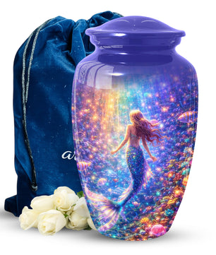 Mermaid Urn for Mom- Ocean Memorial Cremation Large Urn For Female
