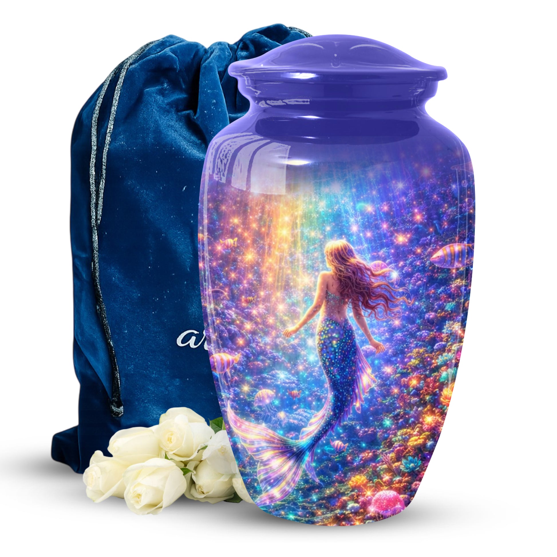 Mermaid Urn for Mom- Ocean Memorial Cremation Large Urn For Female