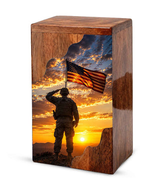 Military Wooden Cremation Urn for Human Ashes