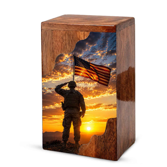 Military Wooden Cremation Urn for Human Ashes