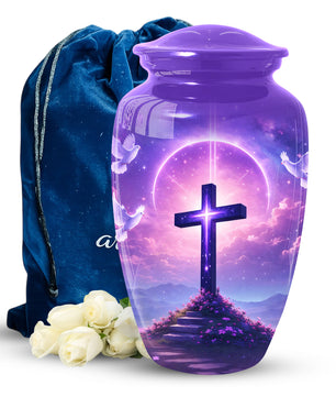 Cross Christian Memorial Urn - Keepsake Cremation Large  Urn