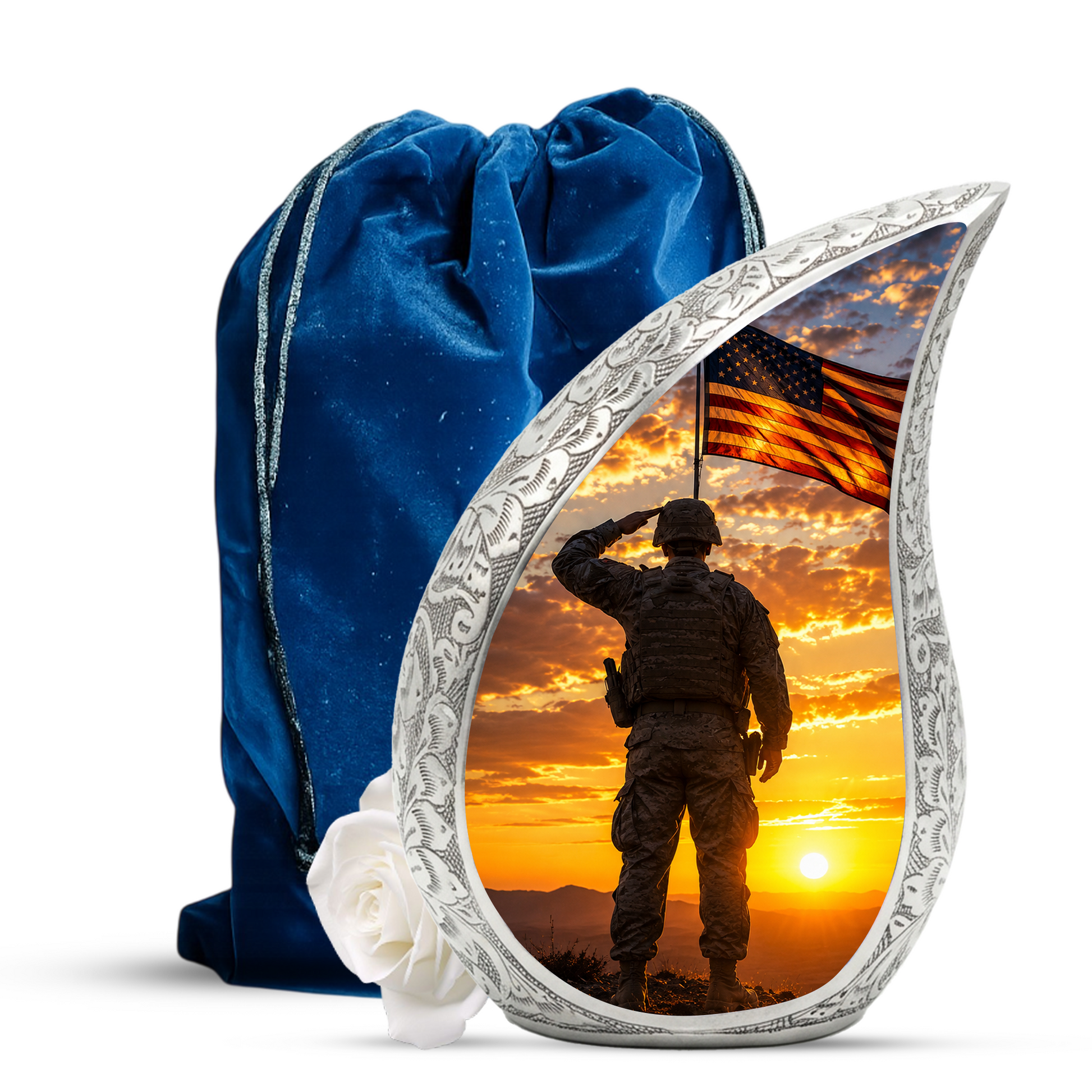Soldier Urn for Dad & Father | Military Cremation Urn for Adult Male, Son & Men | Personalized Soldier Memorial Urn