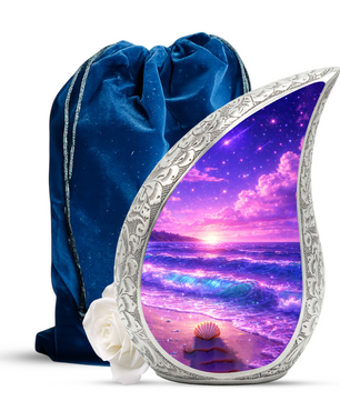 Purple Ocean Memorial Urn for Ashes, Adult Cremation Urn