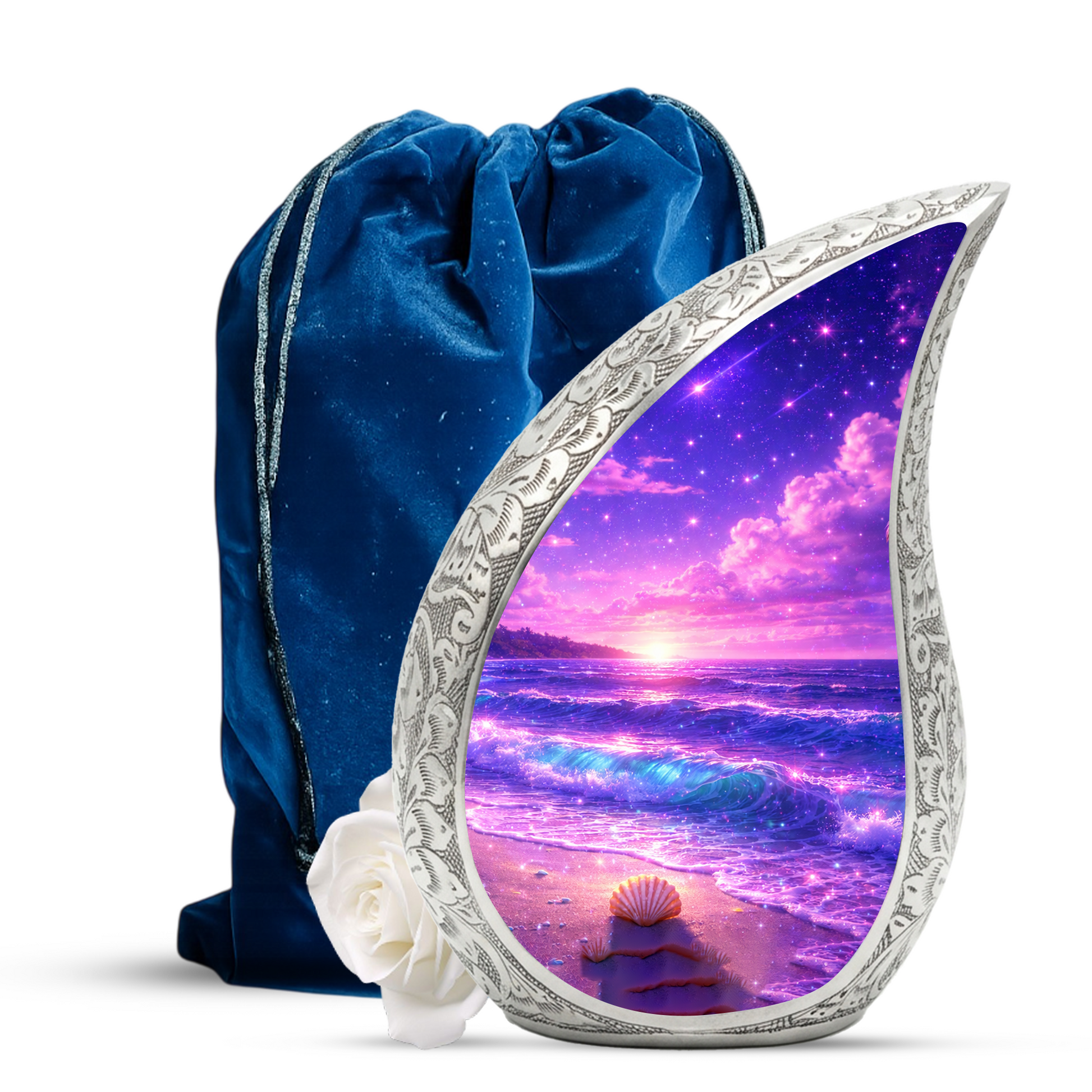 Purple Ocean Memorial Urn for Ashes, Adult Cremation Urn