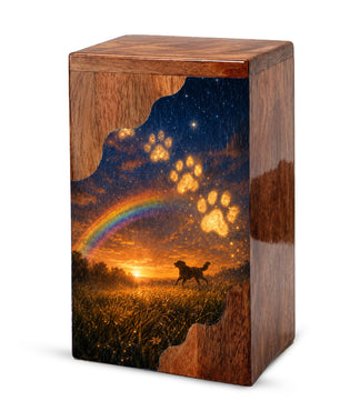 Personalized Dog Urn for Ashes, Wooden Cremation Urn, Rainbow Bridge Pet Memorial