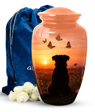 Dog Memorial Urn for Mom | Sunset Pet Memorial Cremation Large Urn - Keepsake Urn For Ashes