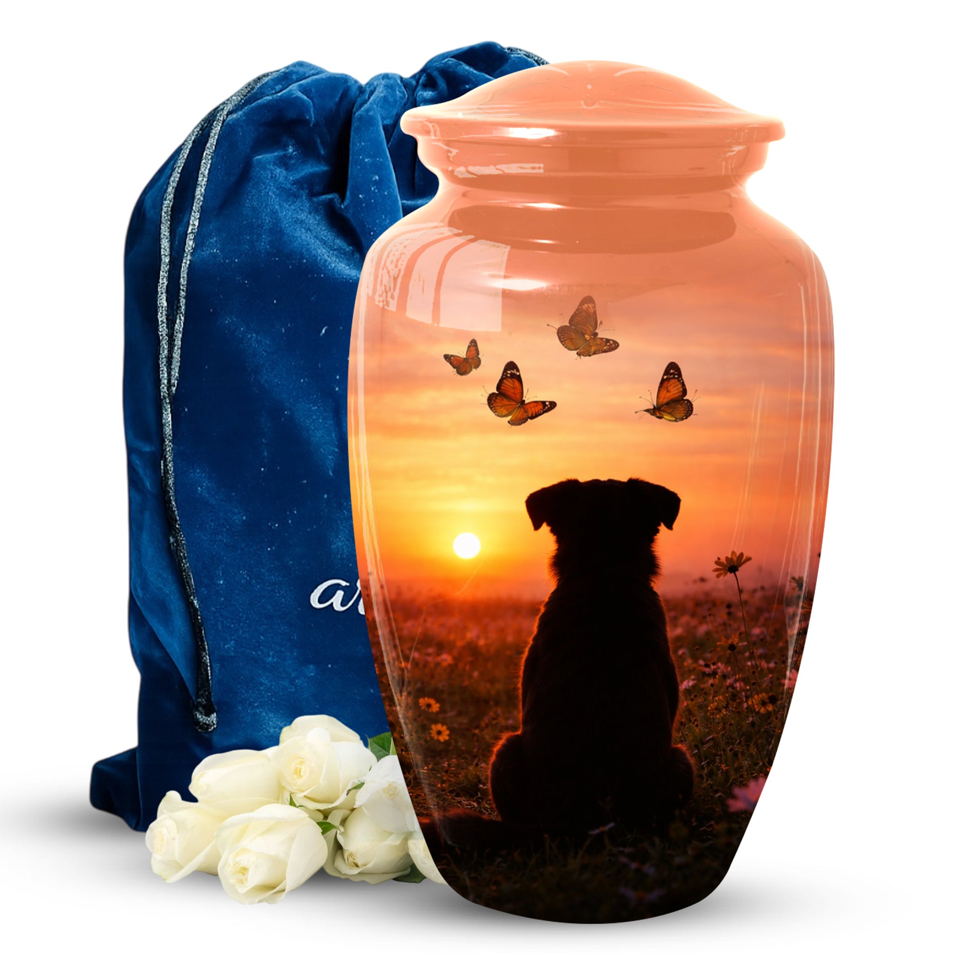 Dog Memorial Urn for Mom | Sunset Pet Memorial Cremation Large Urn - Keepsake Urn For Ashes