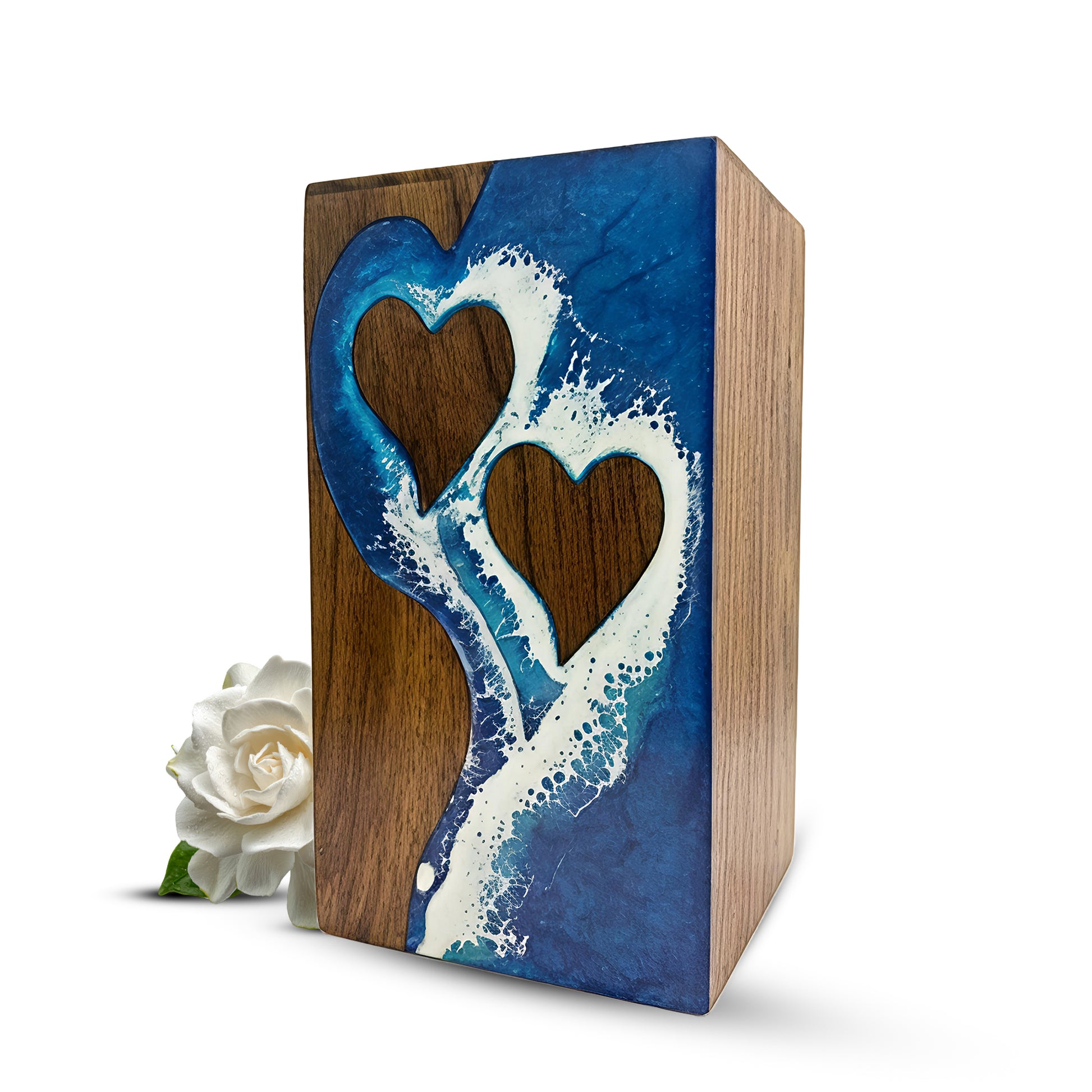 Ocean Wooden Urn For Human Ashes - Couple Urns Keepsake Box