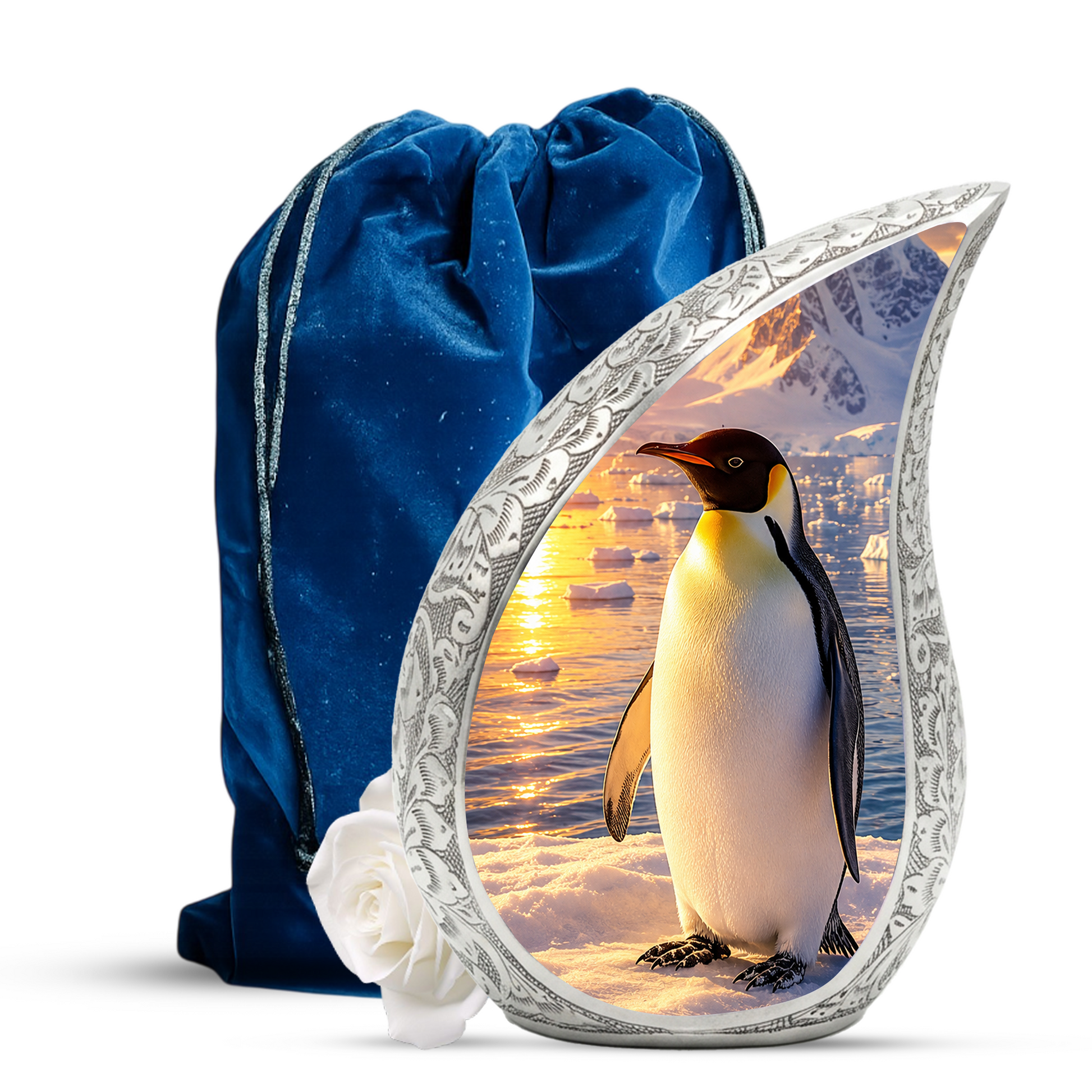 Penguin Memorial Urn for Mom, Dad & Family – Handmade Cremation Urn for Human Ashes