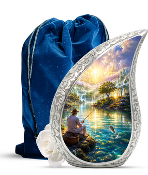 Fishing Urn for Human Ashes | Gone Fishing Urn for Dad & Father | Fishing Cremation Urn for Men