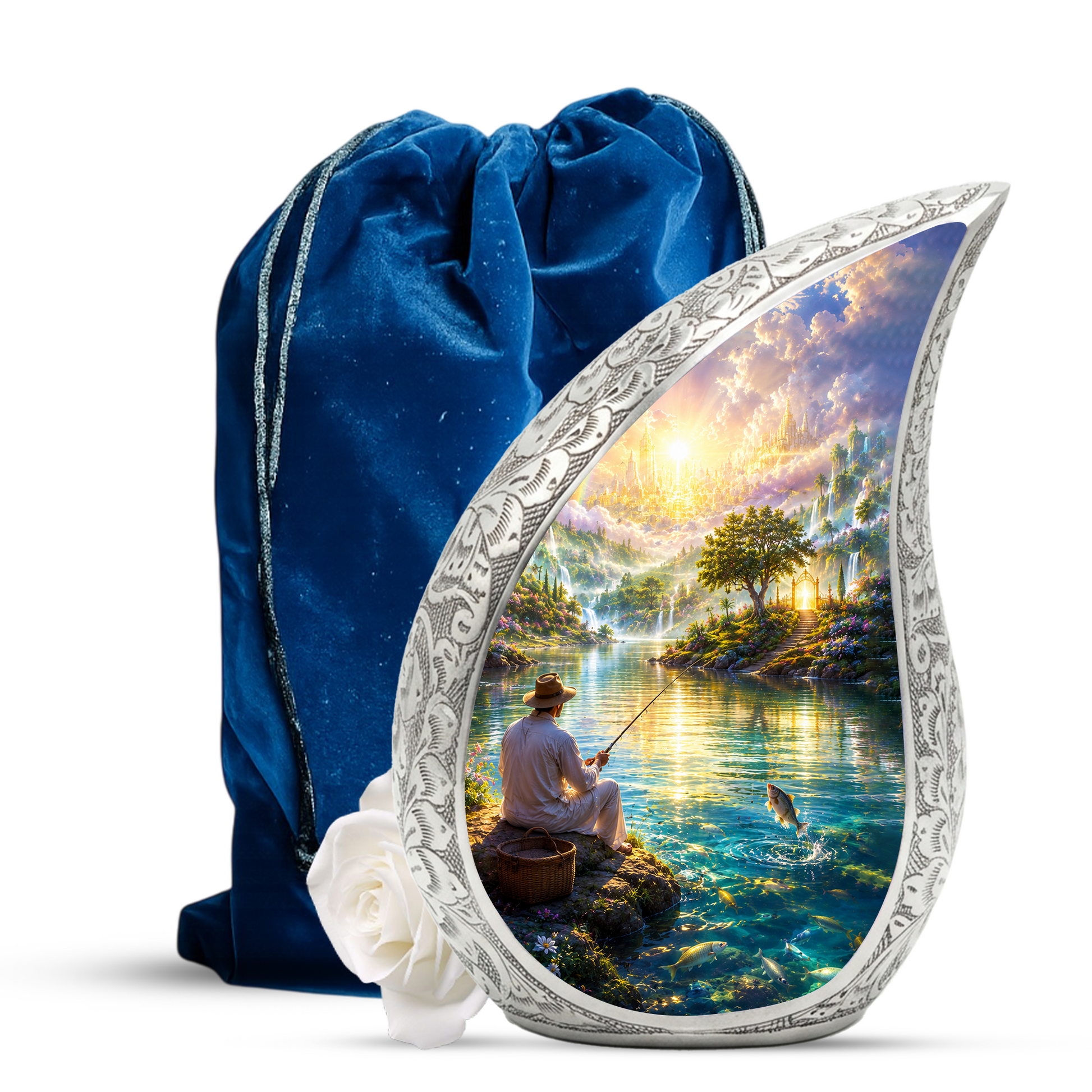 Fishing Urn for Human Ashes | Gone Fishing Urn for Dad & Father | Fishing Cremation Urn for Men