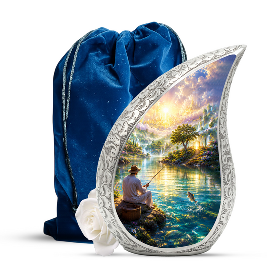 Fishing Urn for Human Ashes | Gone Fishing Urn for Dad & Father | Fishing Cremation Urn for Men
