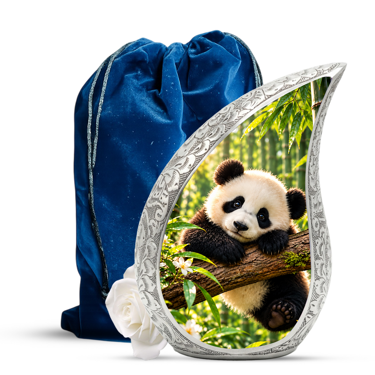Panda Cremation Urn for Adult Ashes, Cute Panda Memorial Urn, Bamboo Forest Animal Urn