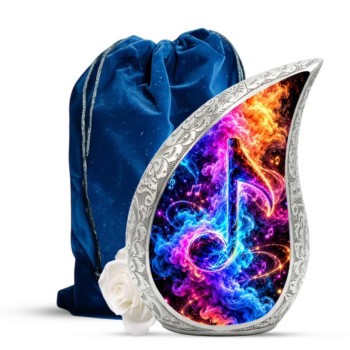 Musical Note Cremation Urn for Ashes, Colorful Music Lover Memorial Urn