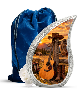 Western Cowboy Cremation Urn for Ashes, Country Music Memorial Urn, Personalized Adult Urn