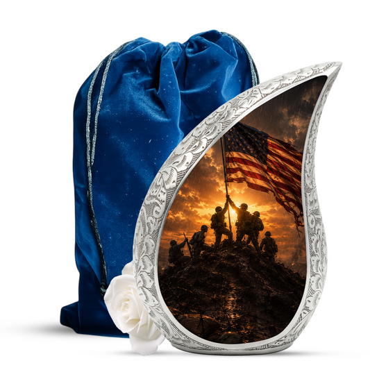 Soldier Sunset Urn for Human Ashes | Military Adult Cremation Urn Memorial