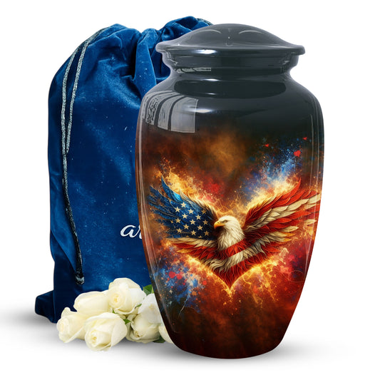 American Patriotic Urns for Dad, American Patriotic Personalized Large Urn for Dad