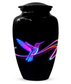 Personalized Neon Hummingbird Urn for Ashes – Modern Custom Adult Cremation Urn,