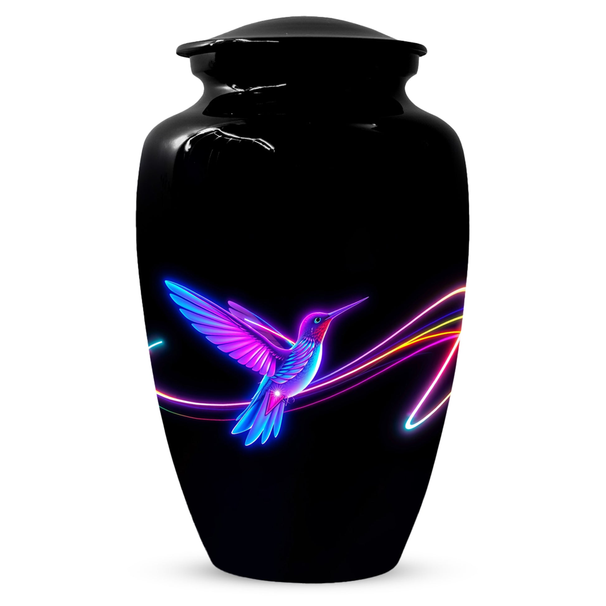 Personalized Neon Hummingbird Urn for Ashes – Modern Custom Adult Cremation Urn,