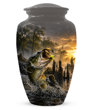Fishing Urn for Dad - Bass Fisherman Memorial KeepsakeUrns,Personalized Lake Tribute