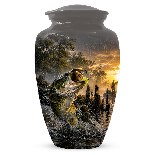 Fishing Urn for Dad - Bass Fisherman Memorial KeepsakeUrns,Personalized Lake Tribute