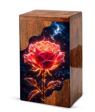 Rose Wooden Cremation Urn for Mom – Custom Memorial Wooden Urn for Human Ashes