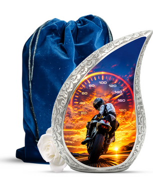 Motorcycle  Sunset Cremation Urn for Dad – Adult Urn for Ashes, Memorial Urn for Father