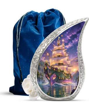 Pirate Ship Urn for Human Ashes | Nautical Adult Cremation Urn | Pirate Ship Memorial Urn for Adult Ashes