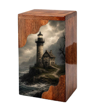 Lighthouse Wooden Cremation Urn – Coastal Memorial Urn