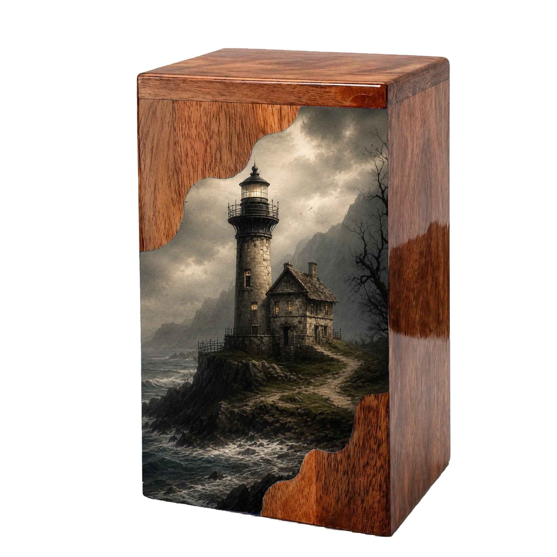 Lighthouse Wooden Cremation Urn – Coastal Memorial Urn