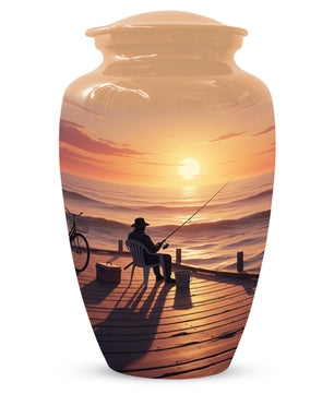 Beautiful Fishing Urn for Dad | Gone Fishing Cremation Urn for Adult & Male Ashes