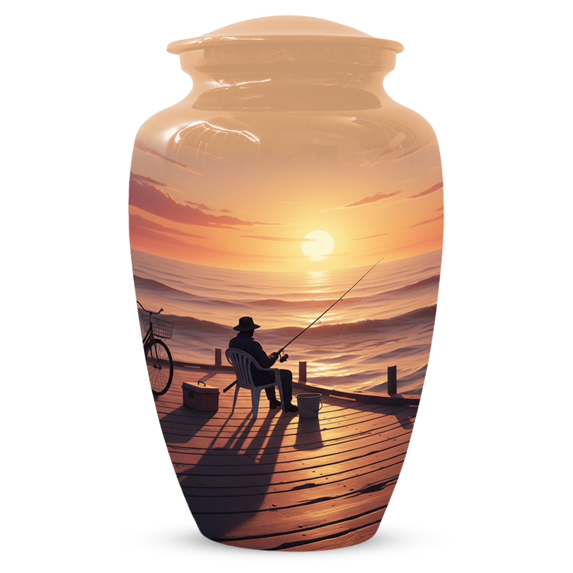 Beautiful Fishing Urn for Dad | Gone Fishing Cremation Urn for Adult & Male Ashes