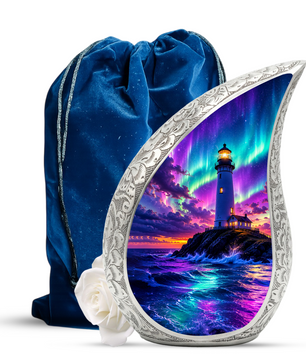 Ocean Lighthouse Cremation Urn for Adult Ashes | Lighthouse Ocean Wave Urn for Human Ashes, Mom & Women