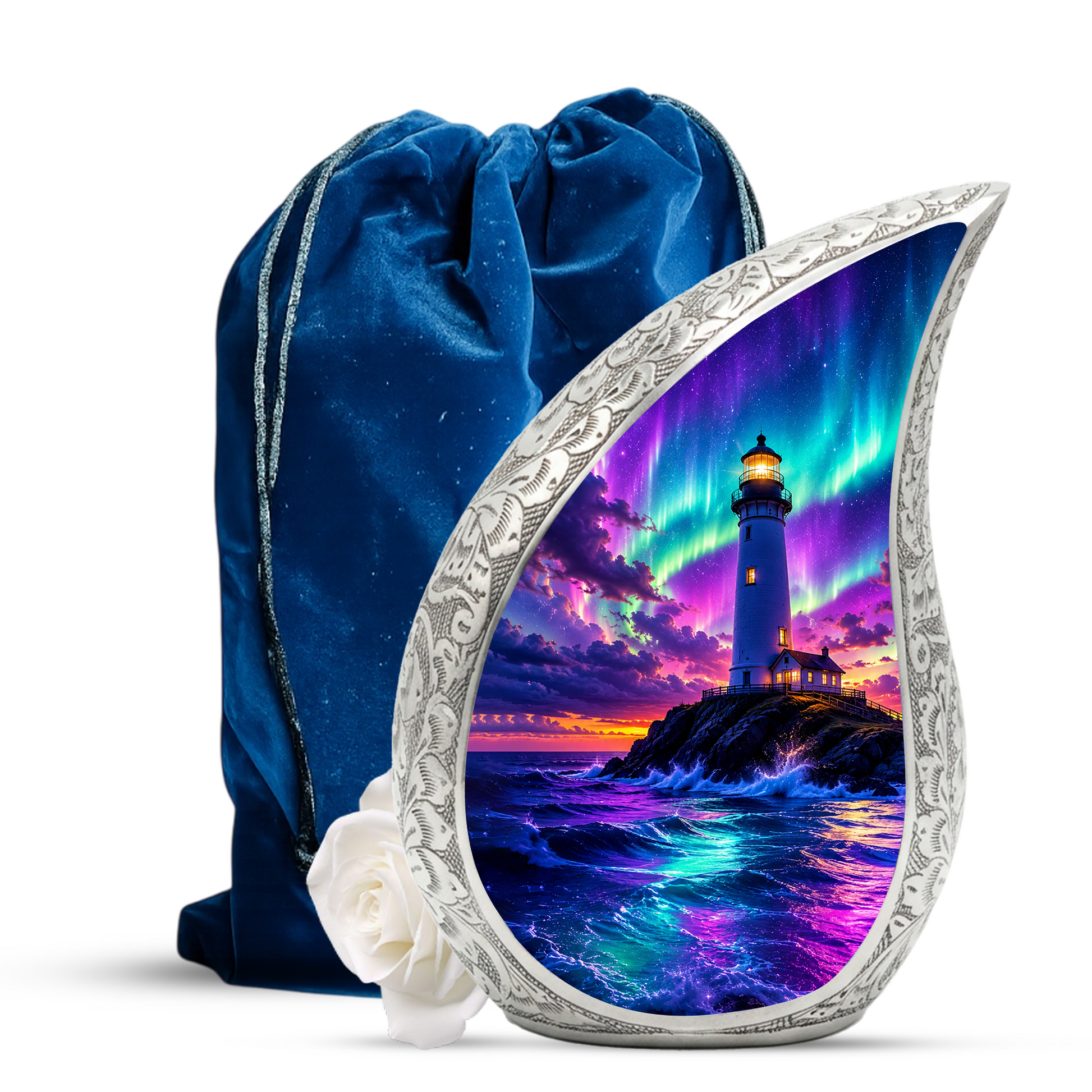 Ocean Lighthouse Cremation Urn for Adult Ashes | Lighthouse Ocean Wave Urn for Human Ashes, Mom & Women
